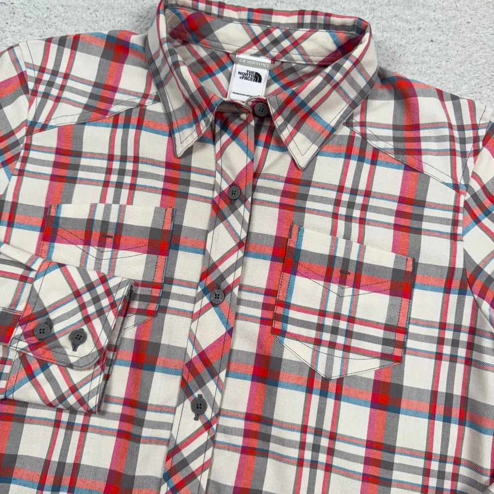 The North Face Shirt Womens Medium Plaid Long Sleeve‎ Button Up Outdoors Hiking
